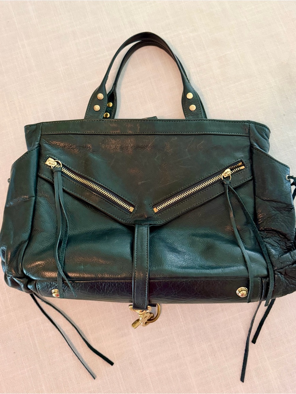 Botkier Trigger Bag Dark Green Leather Moto Purse Y2K